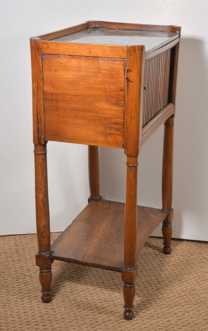 Louis XVI Walnut French End Table with Marble Top For Sale 2