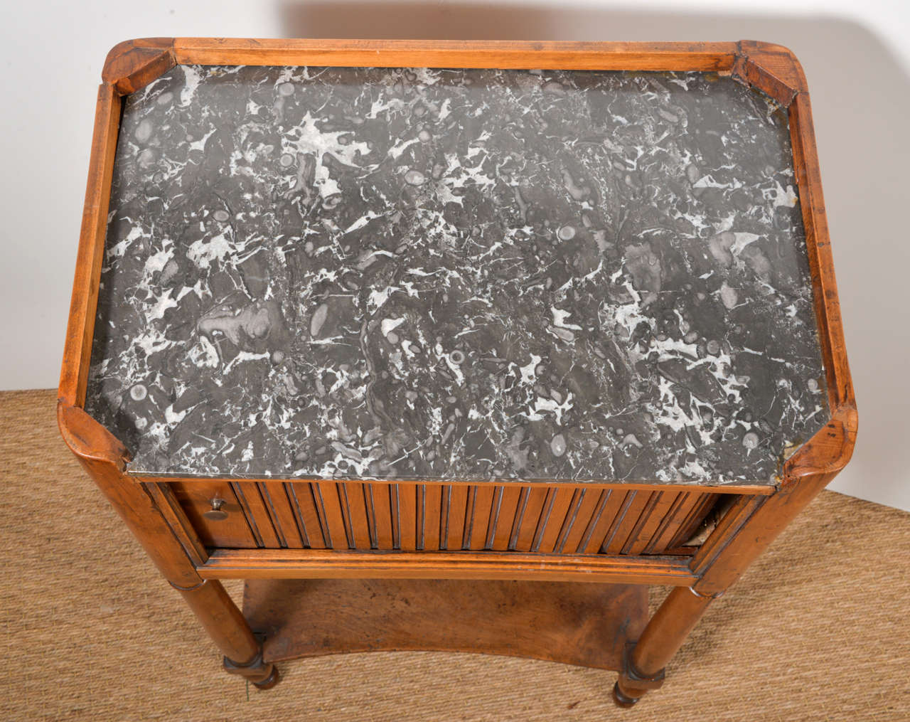 Louis XVI Walnut French End Table with Marble Top For Sale 4