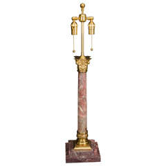 Rouge Colored Marble And GIlt Bronze Table Lamp