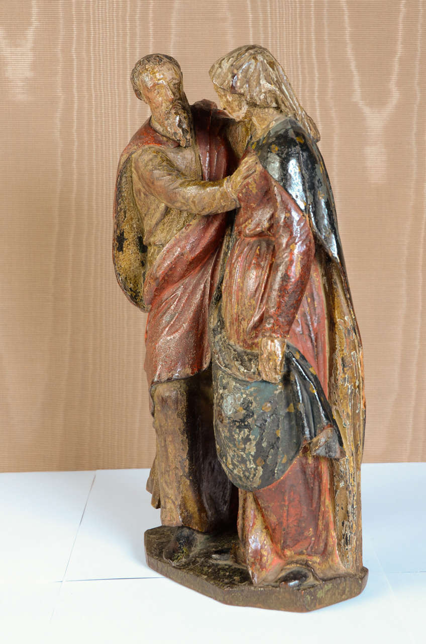 Rare Couple of Carved Oak 17th Century German In Good Condition For Sale In Nice, Cote d' Azur