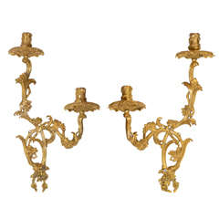 A Pair Of Louis XV Ormoulu Two-branch Wall Lights