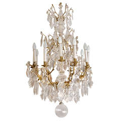 A Fine Louis XV Bronze And Cristal 12 Lights Chandelier 19th Century