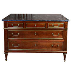 A Louis XVI Mahogany and Brass Mounted Commode