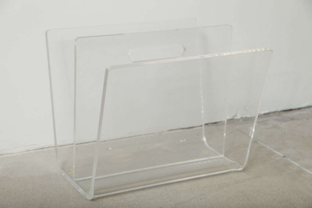 Lucite Magazine Holder, of heavy weight with two compartments