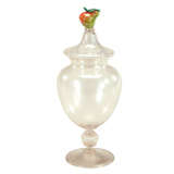 Venetian Hand Blown Covered Vase with Pear Finial