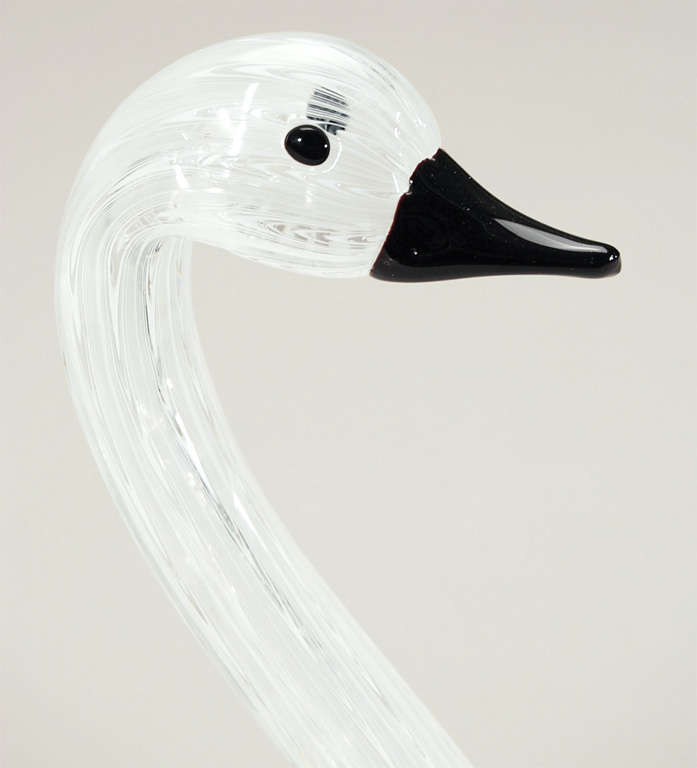 Blown Glass Venetian Hand Blown Full-Figure Swan