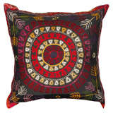 Vintage Black Embroidered Medallion Pillow