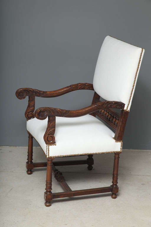 19th Century Pair 19th c. Louis XIII Armchairs or Fauteuils