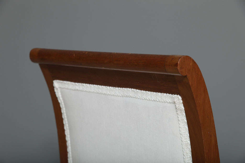 Set of 6 19th c. Empire Marquetry Chairs in Belgian Linen 2