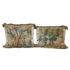 A pair of French tapestry cushions