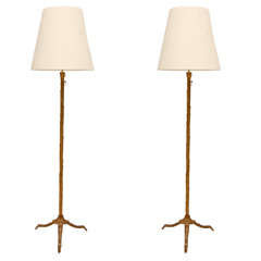 A Pair of Cast Bronze Floor Lamps by Bagues