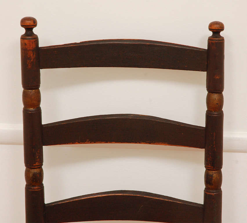 American Fantastic Early 19thc Ladderback Rocking Chair In Original Paint