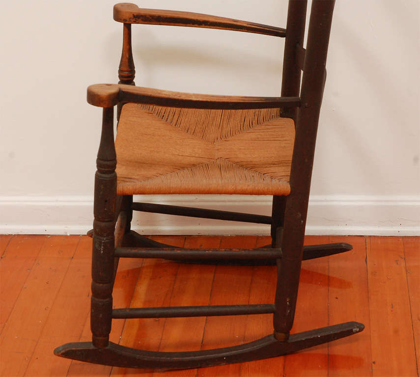 Fantastic Early 19thc Ladderback Rocking Chair In Original Paint 1