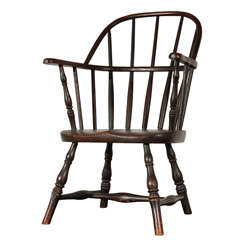 19thc Original Natural Surface Sack Back Windsor Childs Chair