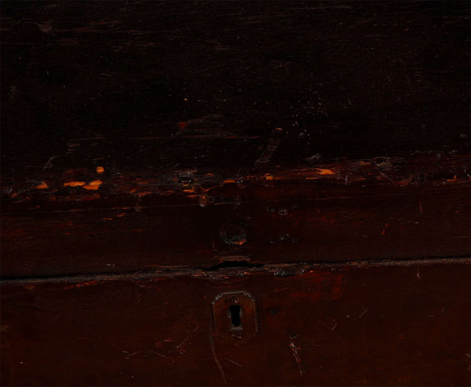19th Century Early 19thc Original Brown Painted Dome Top Trunk /pennsylvania