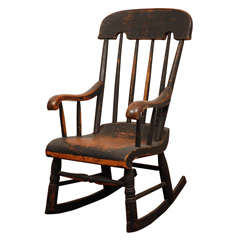 Early New England 19thc Original Painted Childs Rocking Chair