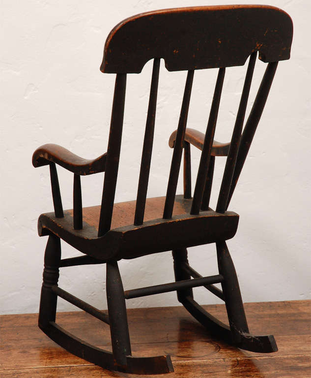 Early New England 19thc Original Painted Childs Rocking Chair at