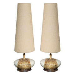 Vintage Exceptionally Tall Lava Ceramic Table Lamps