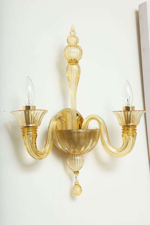Pair of Art Deco Murano Glass Sconces by Barovier & Toso 5