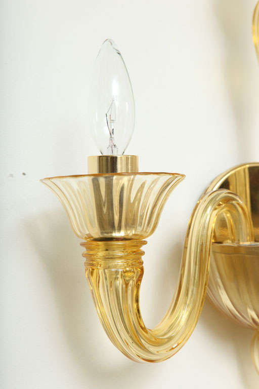 Pair of Art Deco Murano Glass Sconces by Barovier & Toso 1