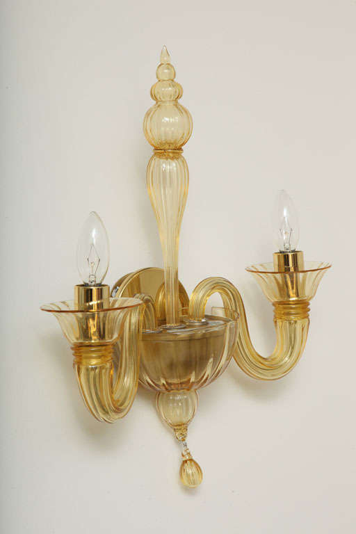 Pair of Art Deco Murano Glass Sconces by Barovier & Toso 2