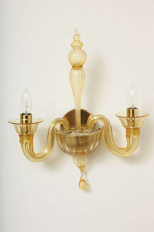 Pair of Art Deco Murano Glass Sconces by Barovier & Toso 3