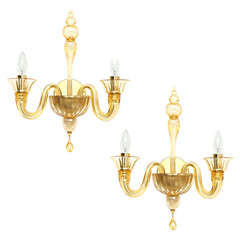 Pair of Art Deco Murano Glass Sconces by Barovier & Toso