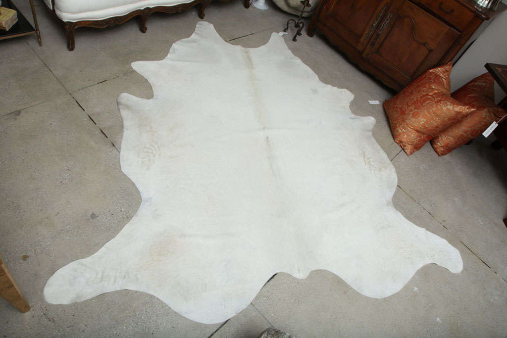 Rare All Natural White Cowhide Rug at 1stDibs white cow hide rug