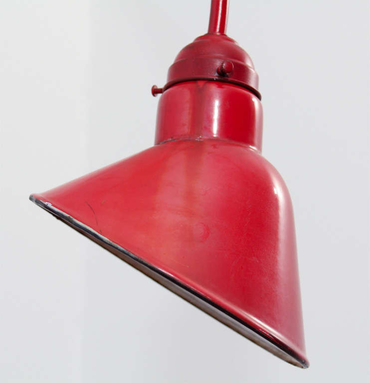 Custom Red-Enamel Gooseneck Wall Light In Excellent Condition In Seattle, WA