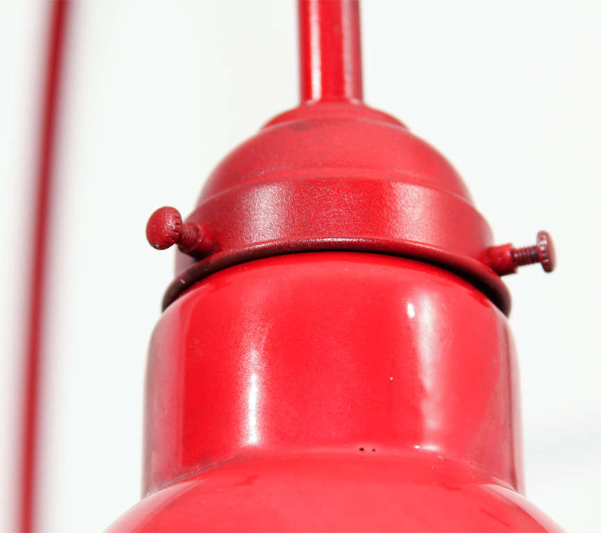 Steel Custom Red-Enamel Gooseneck Wall Light