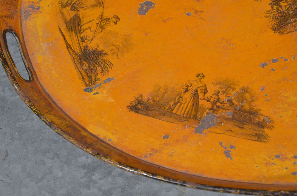19th C. French Tole Tray For Sale 2