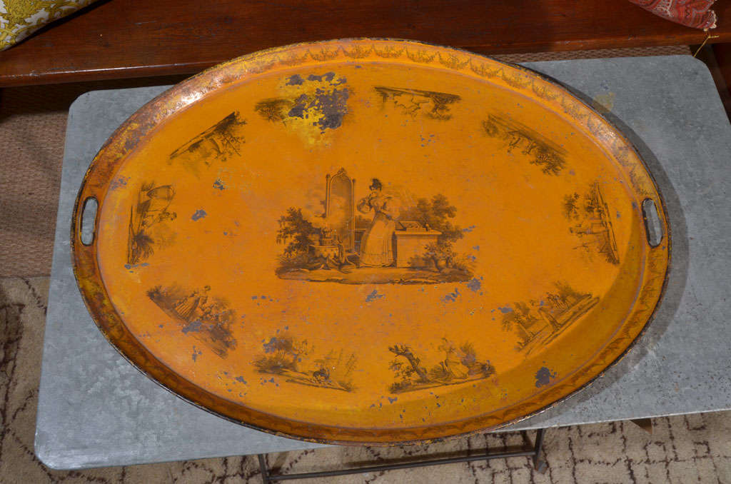 19th C. French Tole Tray For Sale at 1stDibs