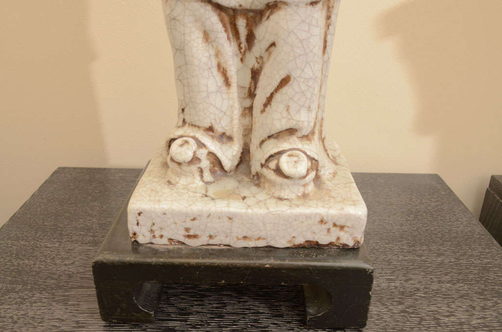Mid-20th Century Stunning Pair Of Asian Figurine Lamps By Fantoni For Sale