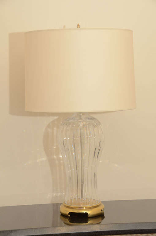 Elegant Pair Of Glass Hurricane Lamps In Excellent Condition In New York, NY