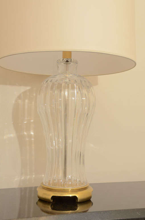 Mid-20th Century Elegant Pair Of Glass Hurricane Lamps