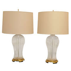 Vintage Elegant Pair Of Glass Hurricane Lamps