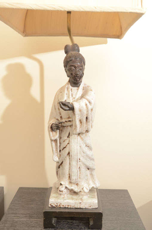 Stunning Pair Of Asian Figurine Lamps By Fantoni For Sale at 1stDibs