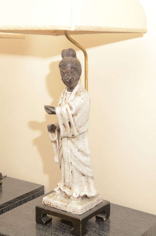 Stunning Pair Of Asian Figurine Lamps By Fantoni For Sale at 1stDibs