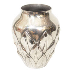 Pewter Vase with Leaves