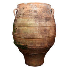 Large Three-Handle Greek Terracotta Oil Jar.