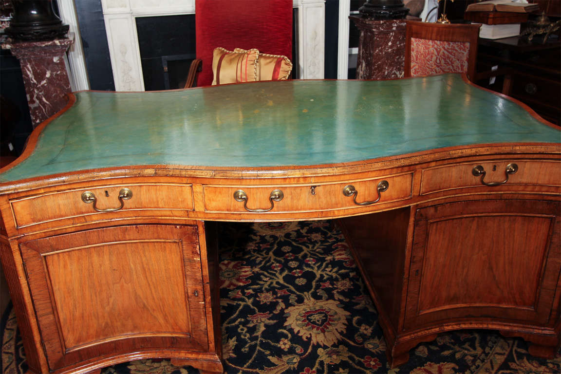 English Gerge III Style Partners Desk with Leather Top