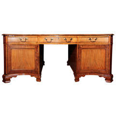 Gerge III Style Partners Desk with Leather Top