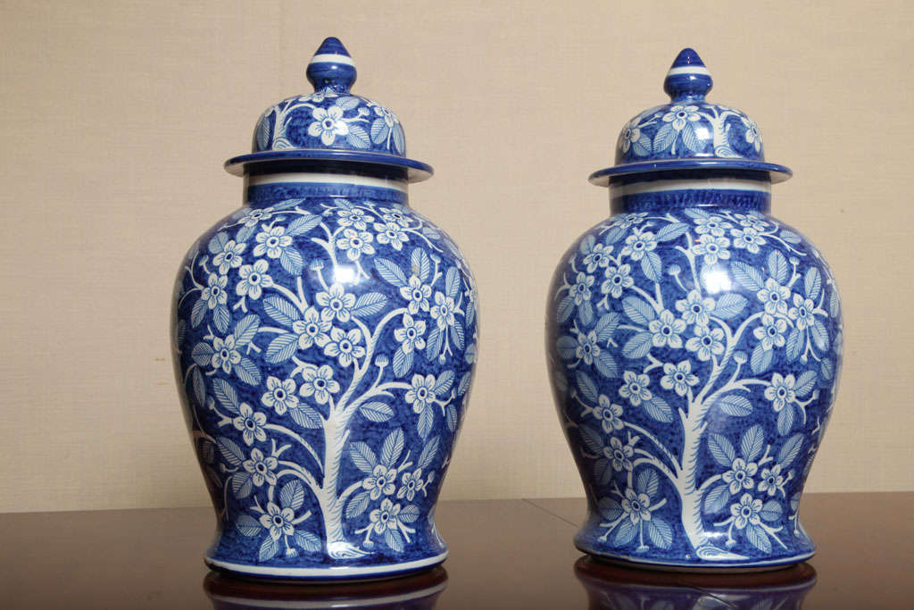 Pair Of Large Blue & White Portugal Pots For Sale 1