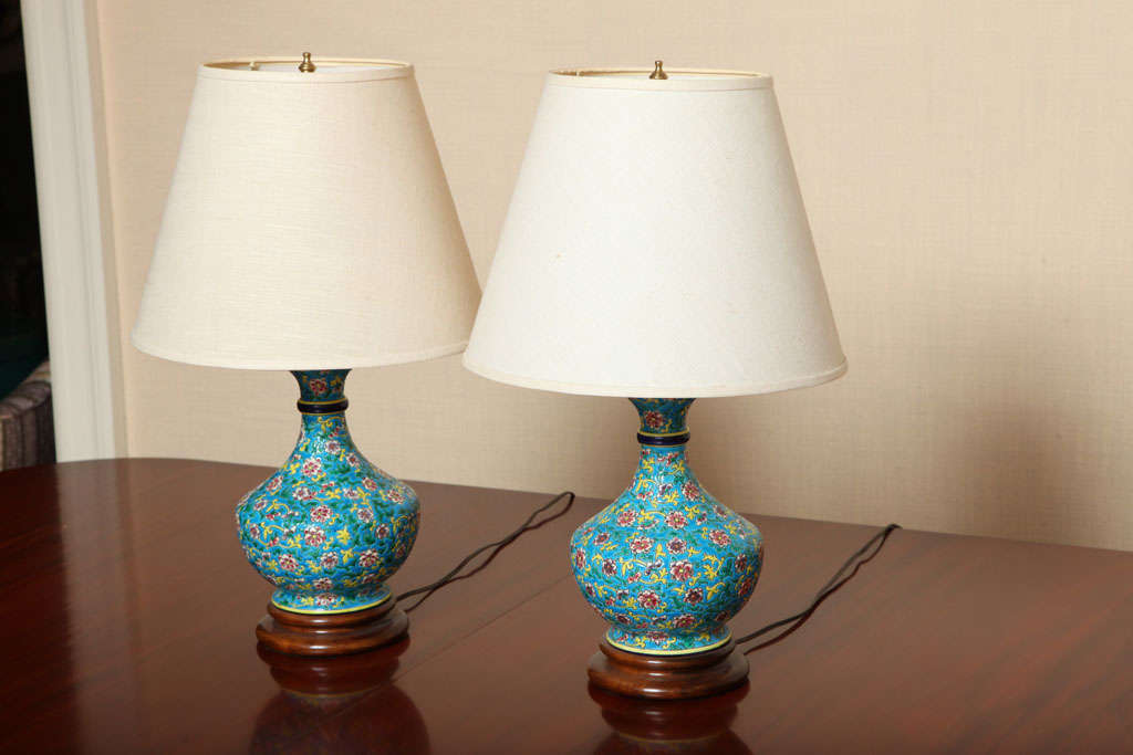 Pair of 19th Century Vase Lamps with Shades
