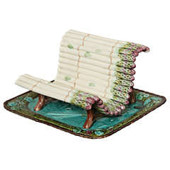 19th Century Majolica Asperagus Cradle & Stand