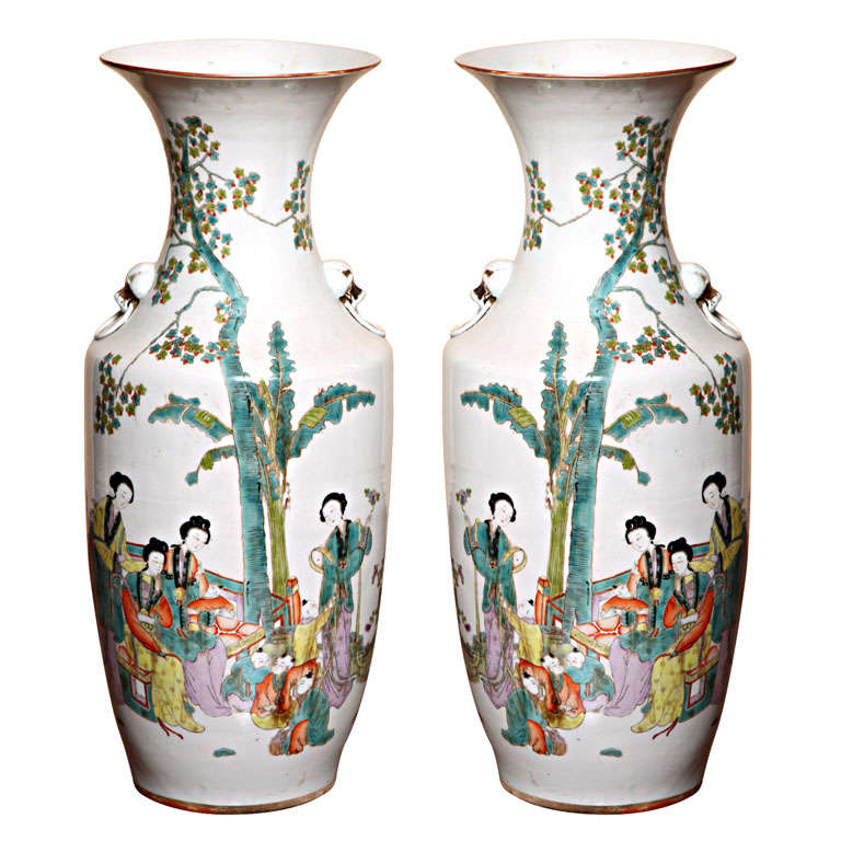 Pair of 19th Century Tall Vases For Sale at 1stDibs