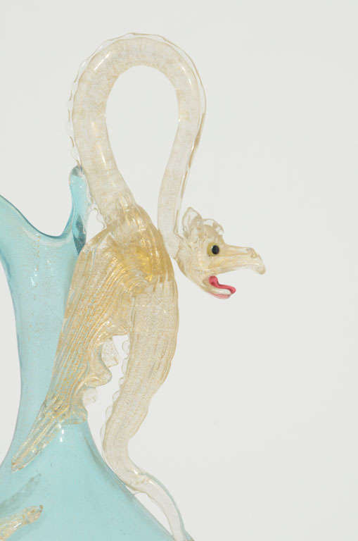 19th Century A Venetian Glass Dragon Ewer