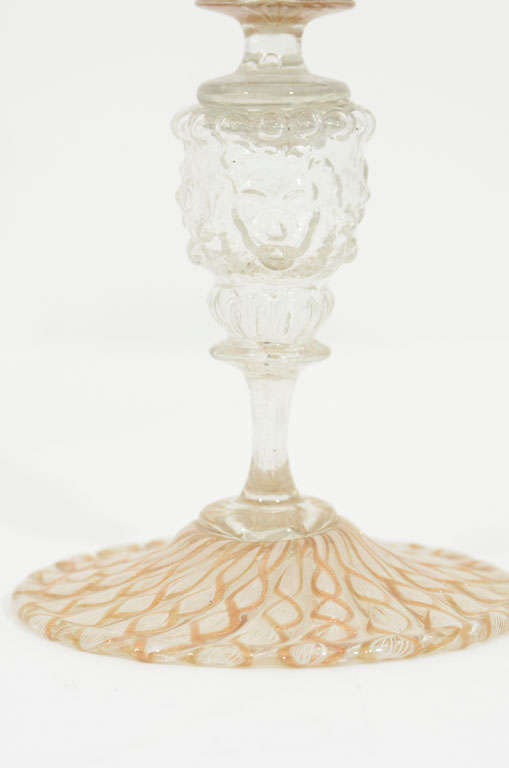 Blown Glass Two Venetian Glass lion-stem goblets For Sale