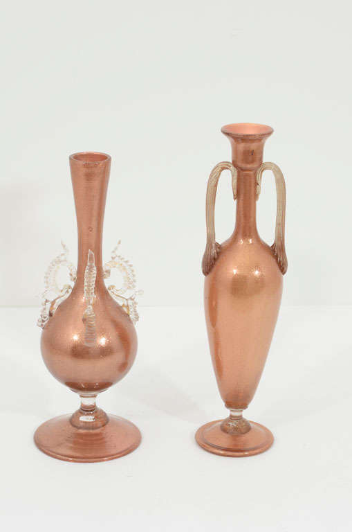 Murano Glass blown aventurine vases (2).