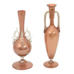 Murano Glass blown aventurine vases (2).